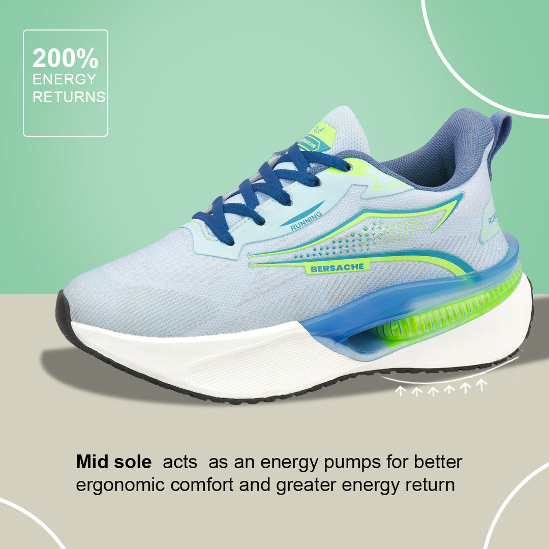 Bersache Casual Sneaker shoe for Men| Soft Cushioned Insole , Slip-Resistance Casuals For Men (Grey-green-9216).