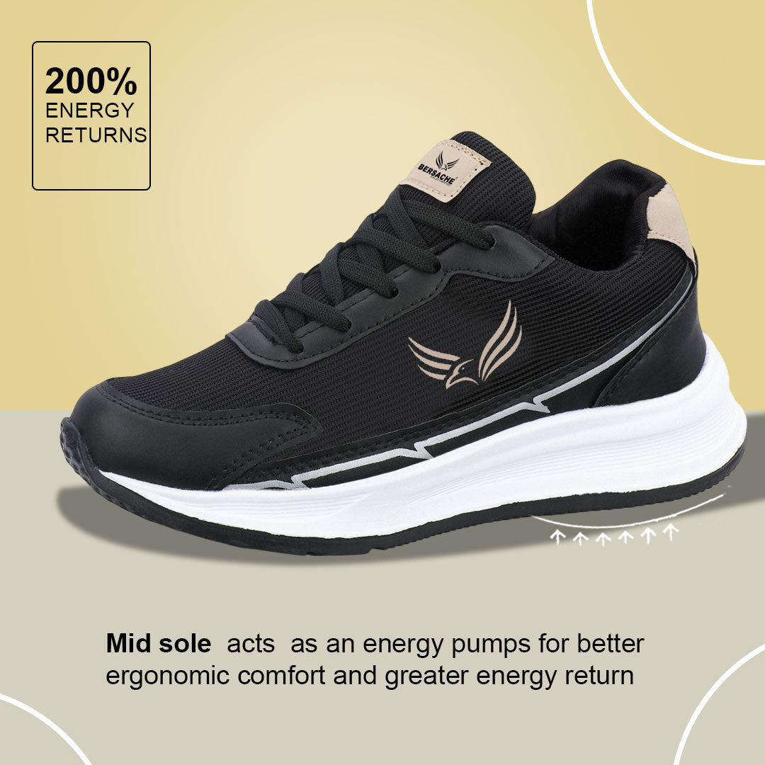 Bersache Casual Sneaker shoe for Men| Soft Cushioned Insole , Slip-Resistance Casuals For Men (Black-8138)
