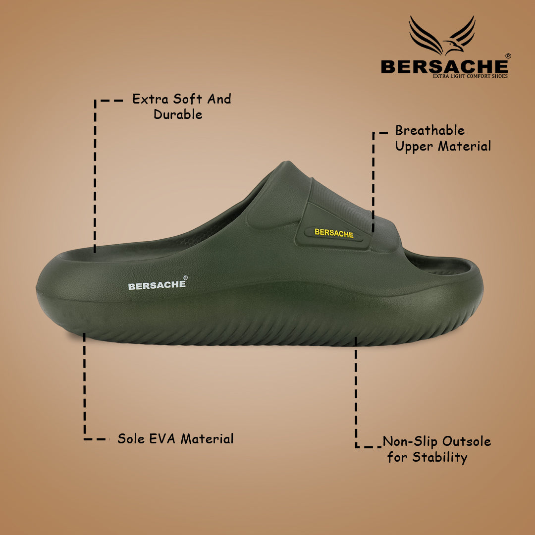 Bersache Extra Soft Classic Casual with Regular wear with Ultra Soft & Flexibility Technology Flip-Flop for Men's-(6281-Green)