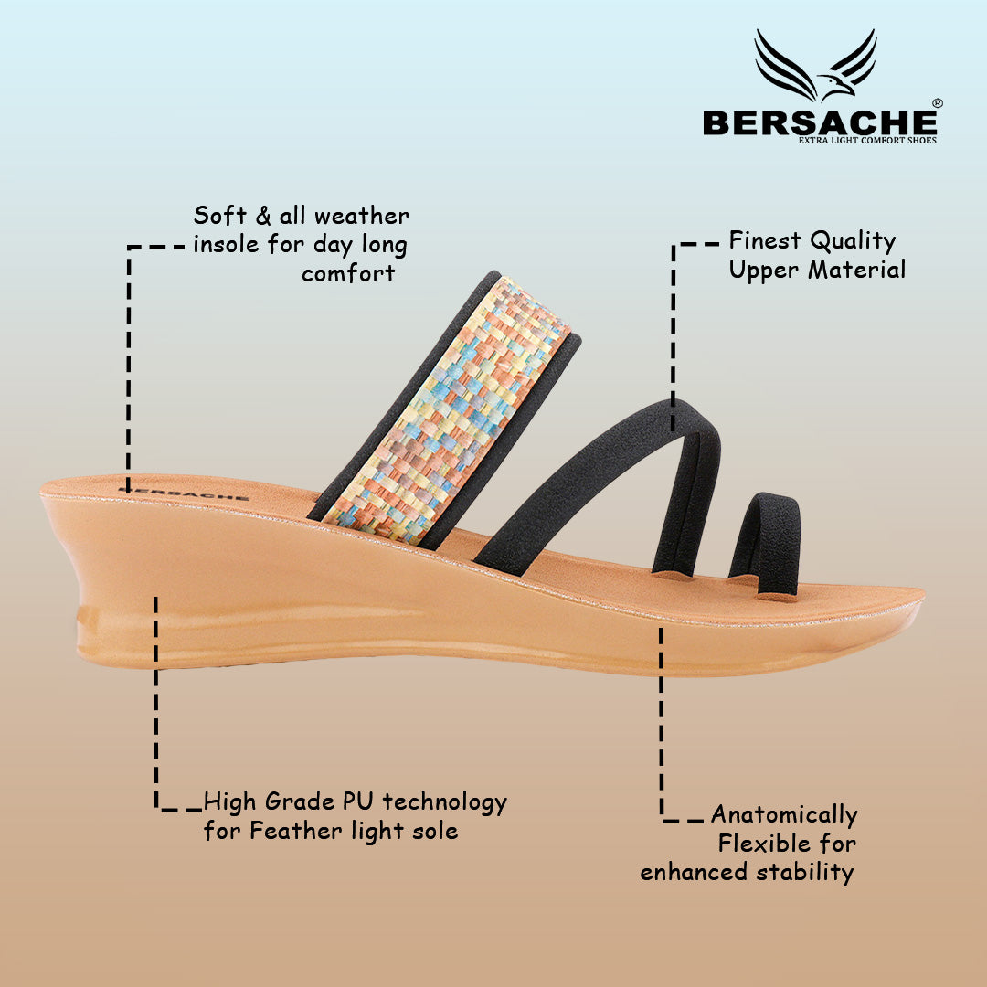 Bersache Extra Soft Classic Casual with Regular wear with Ultra Soft & Flexibility Technology Flip Flop For women's/Girl's-(Black-6240)