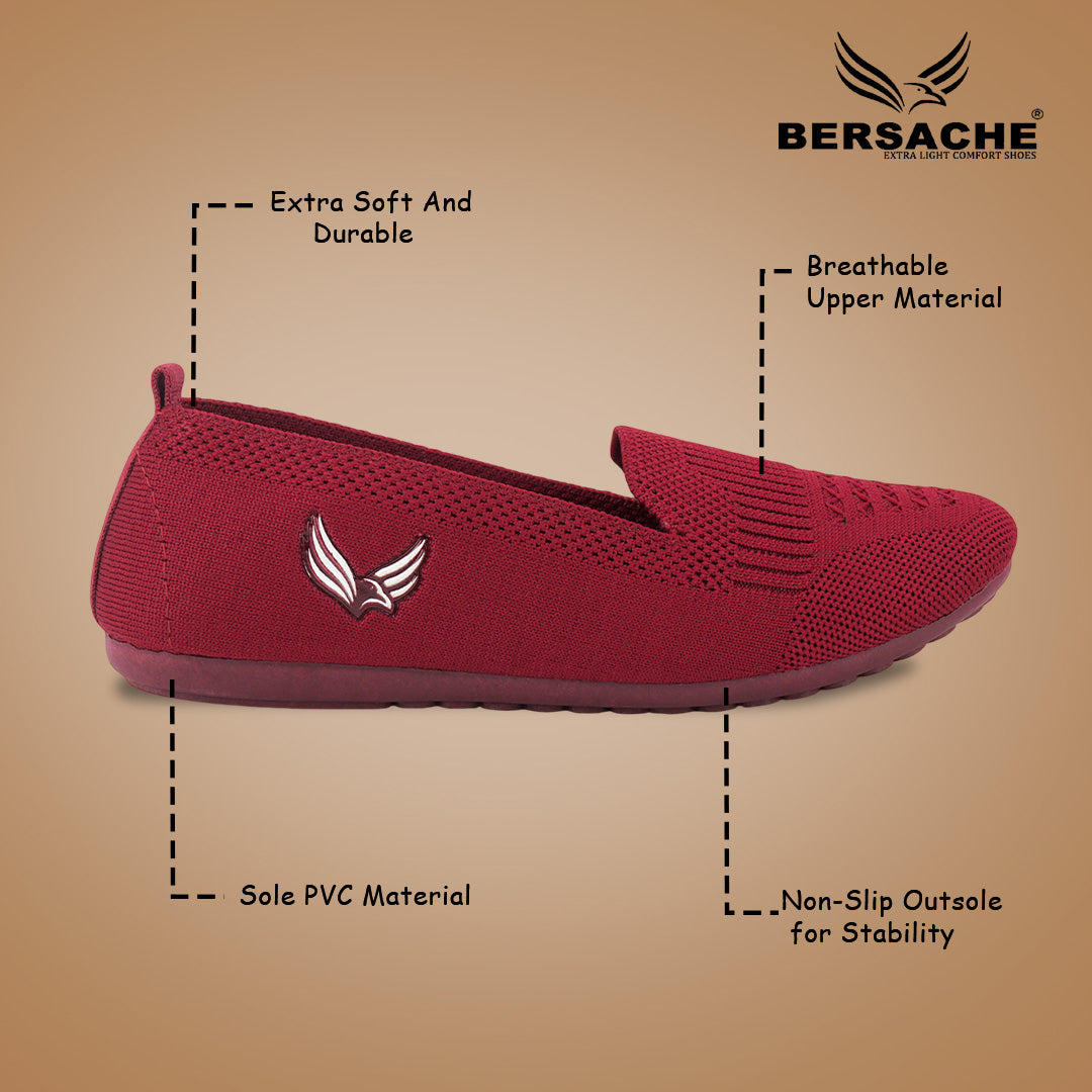 BERSACHE Women's Belly – Lightweight, Breathable & Comfortable Daily Wear Shoes(Pink-6276).