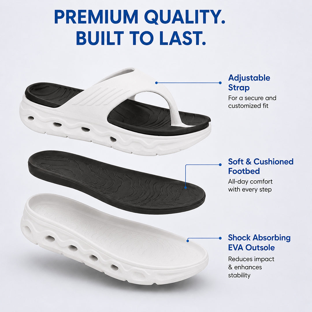 Bersache Extra Soft Classic Casual with Regular wear with Ultra Soft & Flexibility Technology Sandals for Men's-(6342- White & Black)