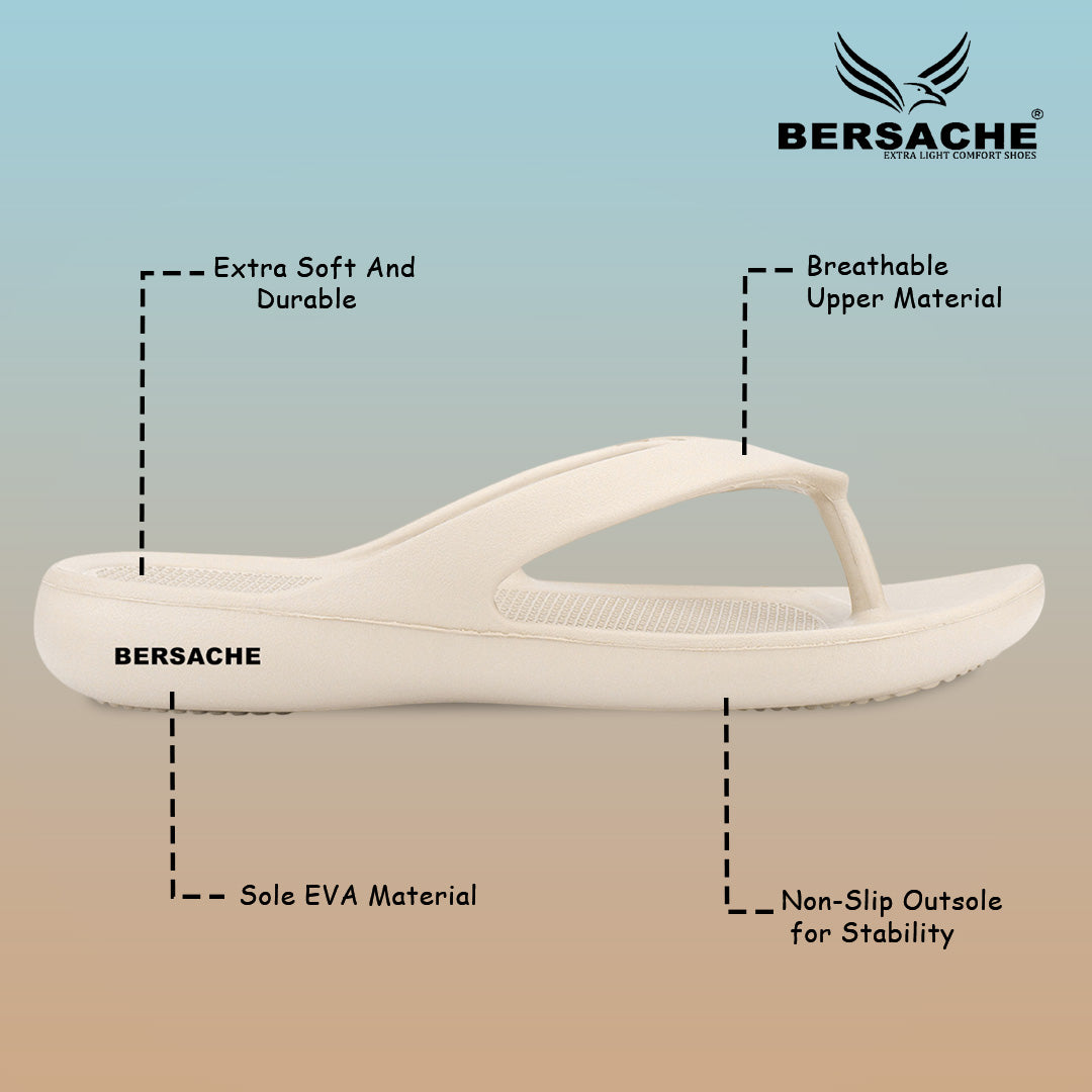 Bersache Extra Soft Classic Casual with Regular wear with Ultra Soft & Flexibility Technology Flip-Flop for Women's & Girl's (6254-Beige)