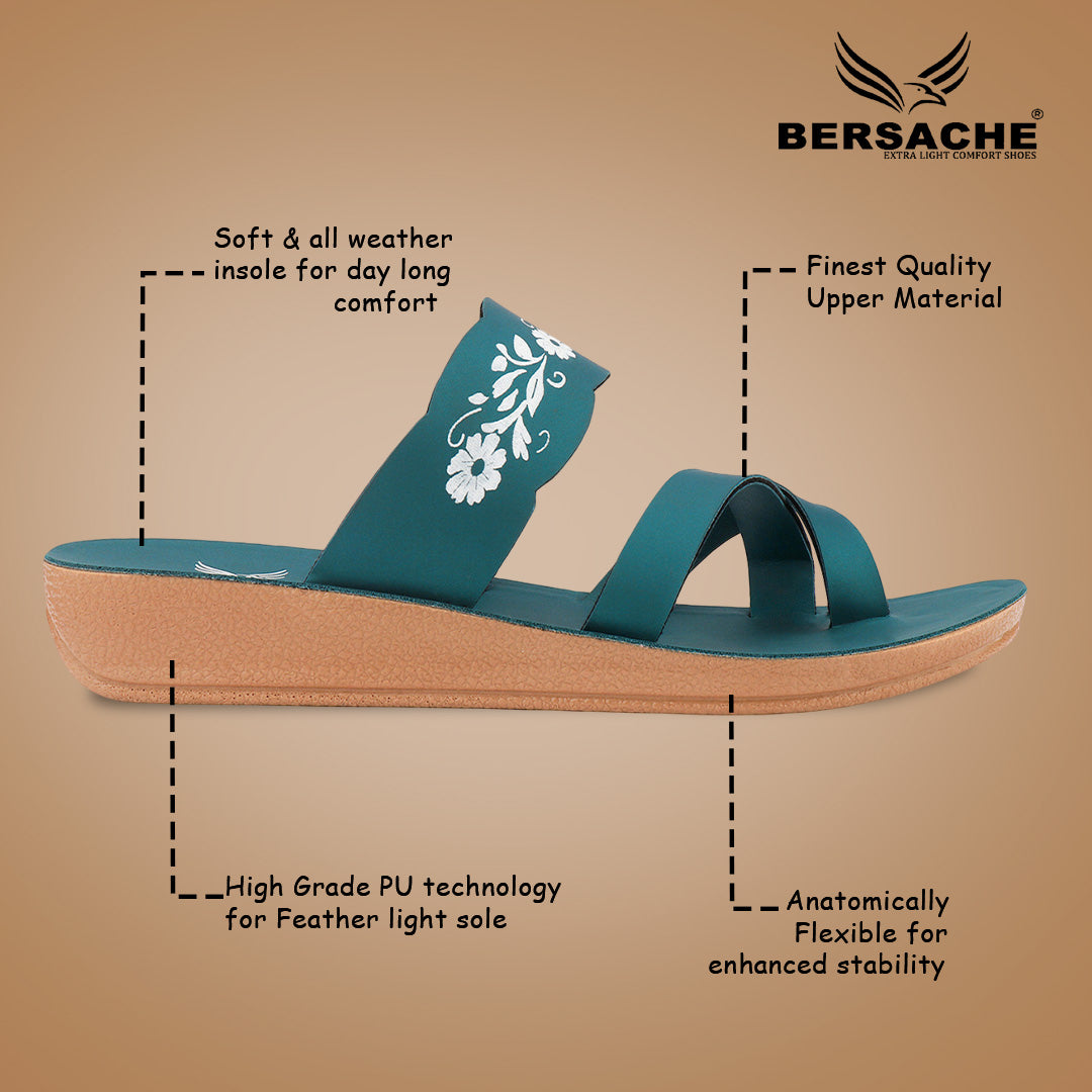 Bersache Extra Soft Classic Casual with Regular wear with Ultra Soft & Flexibility Technology Slipper For Women's & Girl's-(6243-Green).