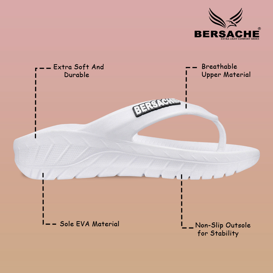 Bersache Extra Soft Classic Casual with Regular wear with Ultra Soft & Flexibility Technology Slipper For Men's & Boy's-(6257-White)