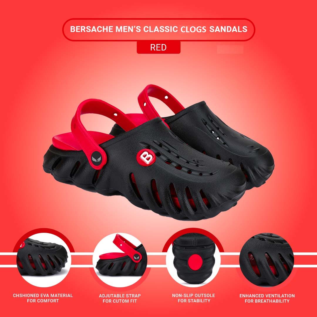 Bersache Extra Soft Classic Casual with Regular wear with Ultra Soft & Flexibility Technology Clogs for Men's & Boy's Red-6006.