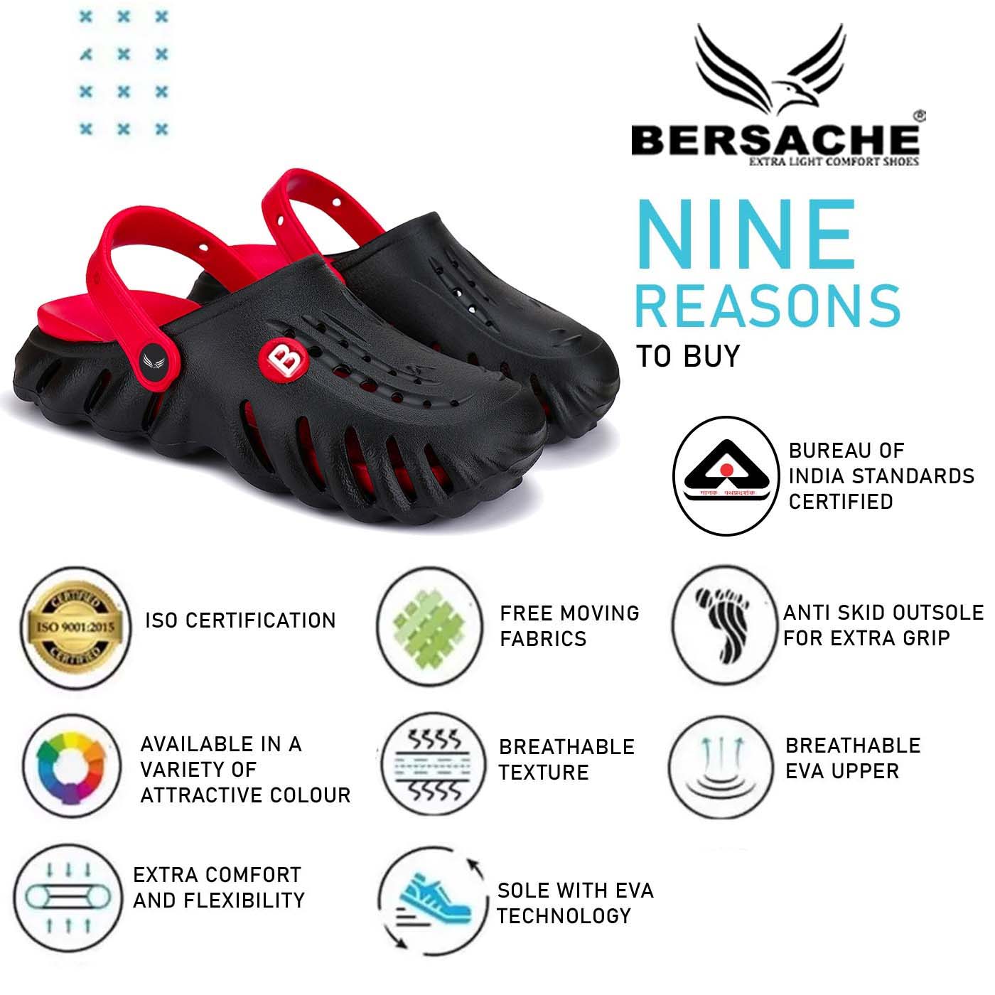 Bersache Extra Soft Classic Casual with Regular wear with Ultra Soft & Flexibility Technology Clogs for Men's & Boy's Red-6006.