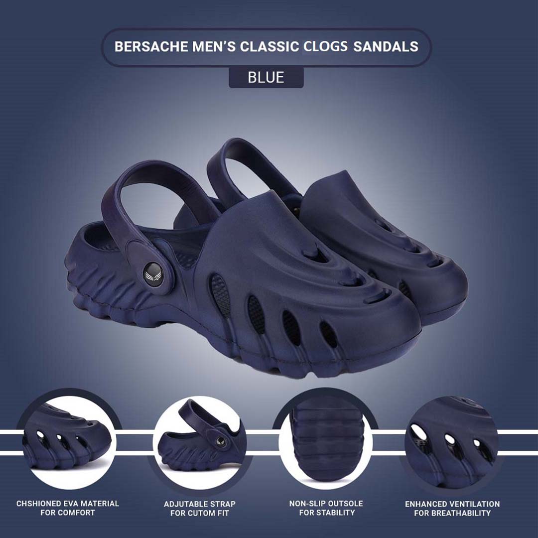 Bersache Extra Soft Classic Casual with Back Strap Regular wear with Ultra Soft & Flexibility Technology Flip-Flop for Men's/ Boy's Blue-6008