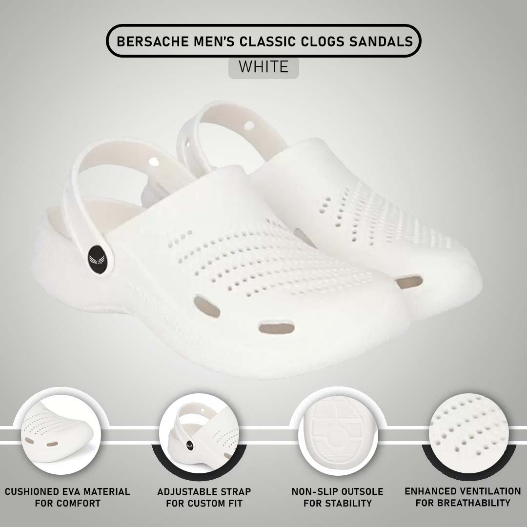 Bersache Extra Soft Classic Casual with Regular wear with Ultra Soft & Flexibility Technology Clogs for Men's & Boy's White-6010