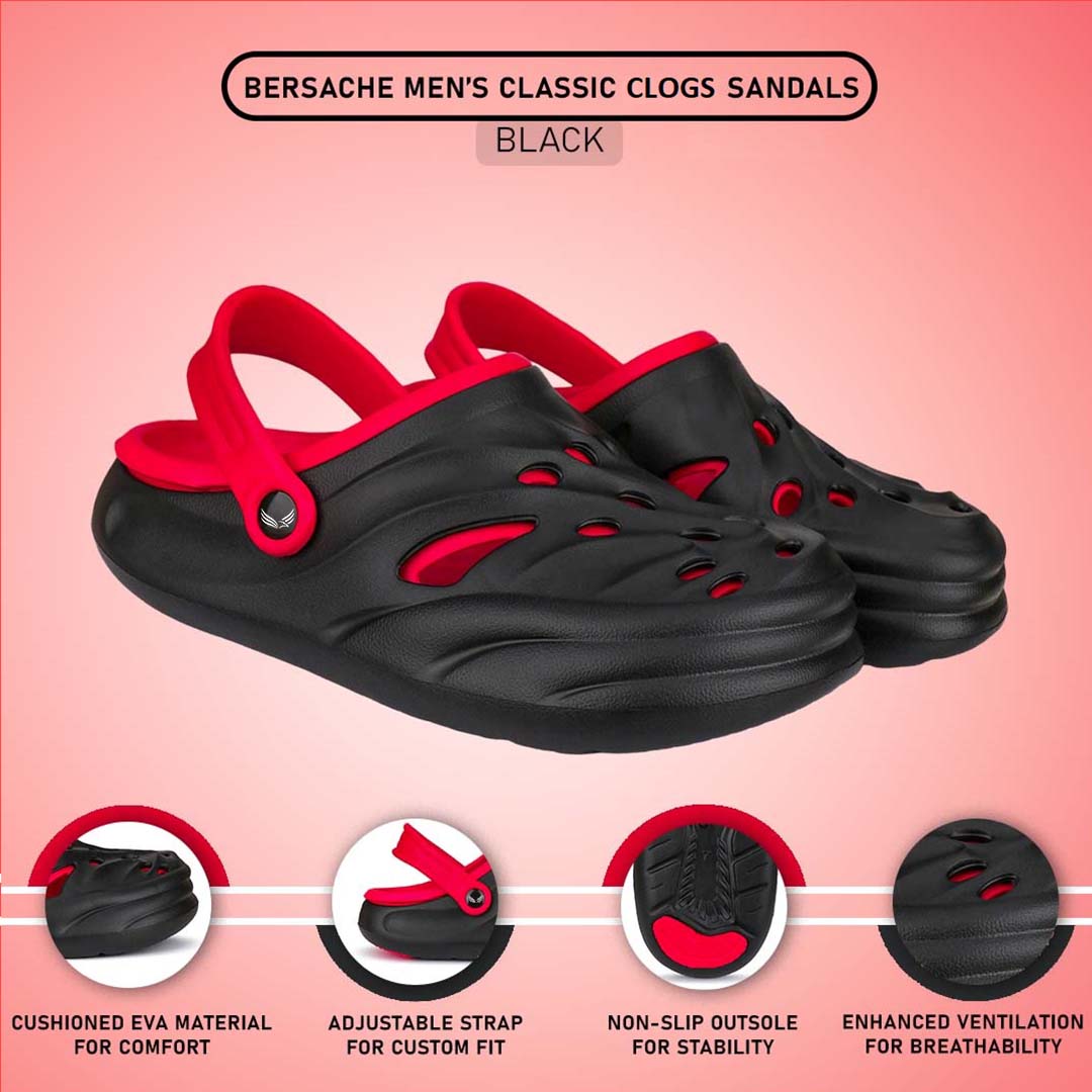 Bersache Extra Soft Classic Casual with Regular wear with Ultra Soft & Flexibility Technology Clogs for Men's & Boy's (Red-6029)