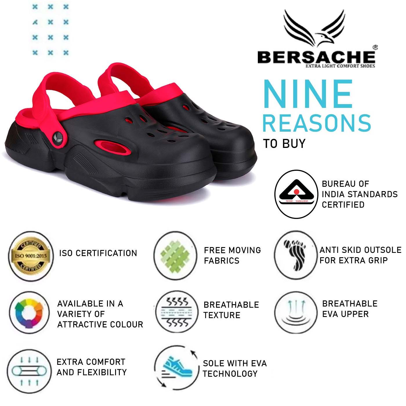 Bersache Extra Soft Classic Casual with Regular wear with Ultra Soft & Flexibility Technology Clogs for Men's & Boy's-red-6032