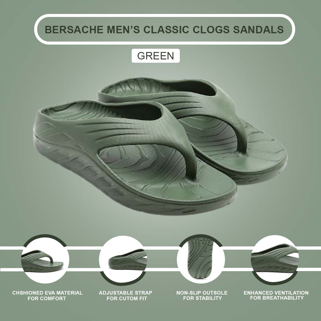 Bersache Extra Soft Classic Casual with Regular wear with Ultra Soft & Flexibility Technology Slipper for Men's & Boy's-Green-6099