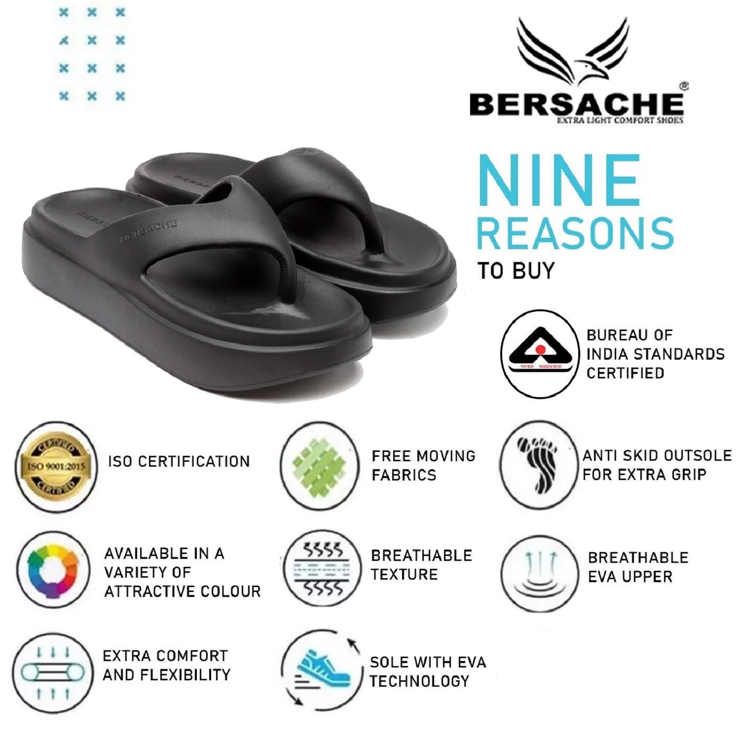 Bersache Extra Soft Classic Casual with Regular wear with Ultra Soft & Flexibility Technology Flip-Flop For women's/Girl's-(6109-Black)