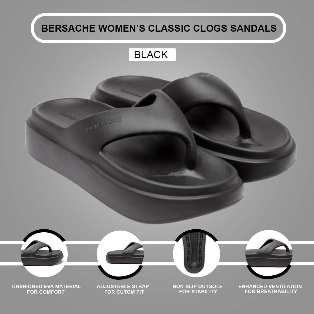 Bersache Extra Soft Classic Casual with Regular wear with Ultra Soft & Flexibility Technology Flip-Flop For women's/Girl's-(6109-Black)