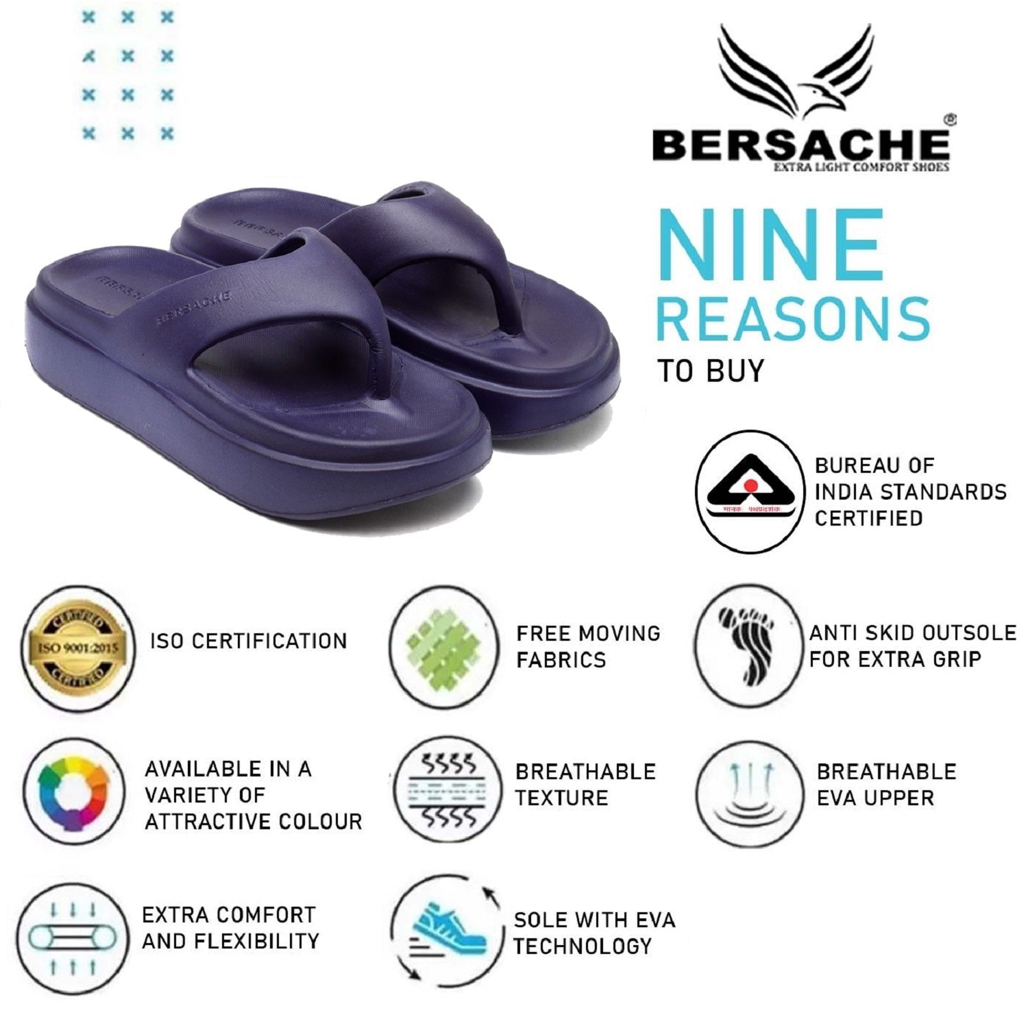 Bersache Extra Soft Classic Casual with Regular wear with Ultra Soft & Flexibility Technology Flip-Flop For women's/Girl's-Blue-6112