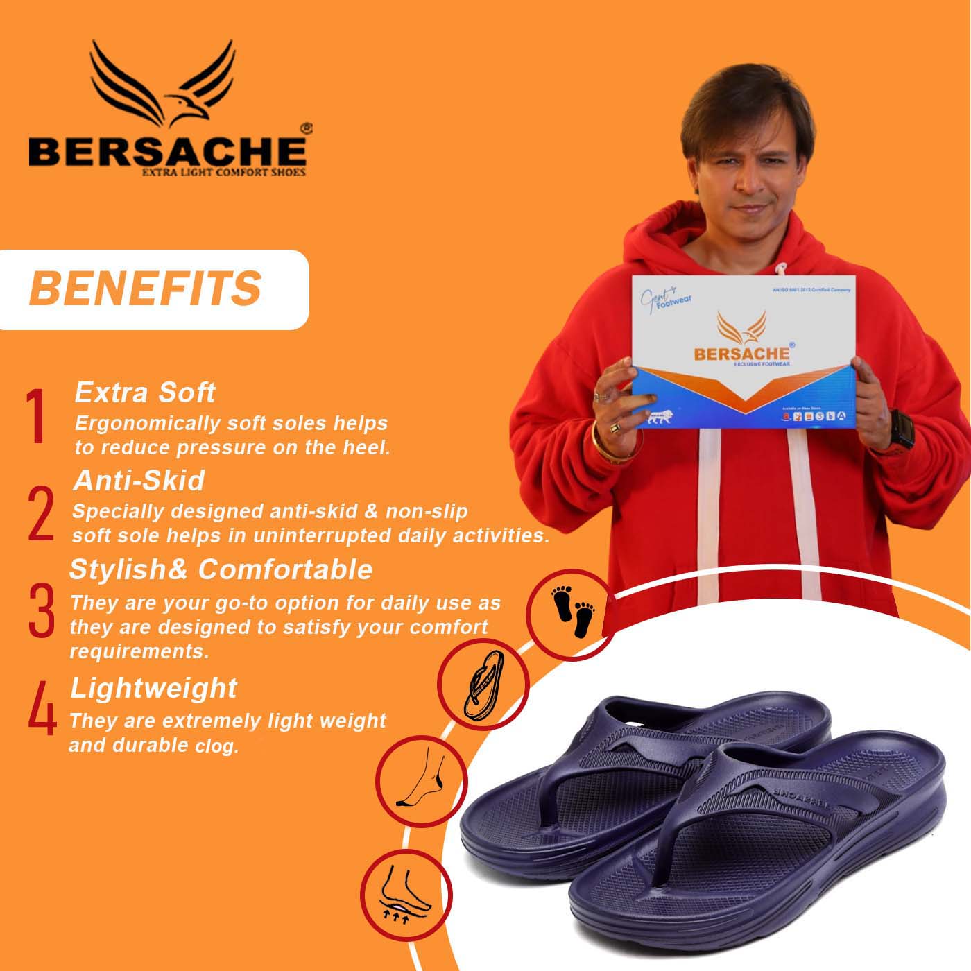 Bersache Extra Soft Classic Casual with Regular wear with Ultra Soft & Flexibility Technology Clog's for Men's & Boy's-Blue- 6118