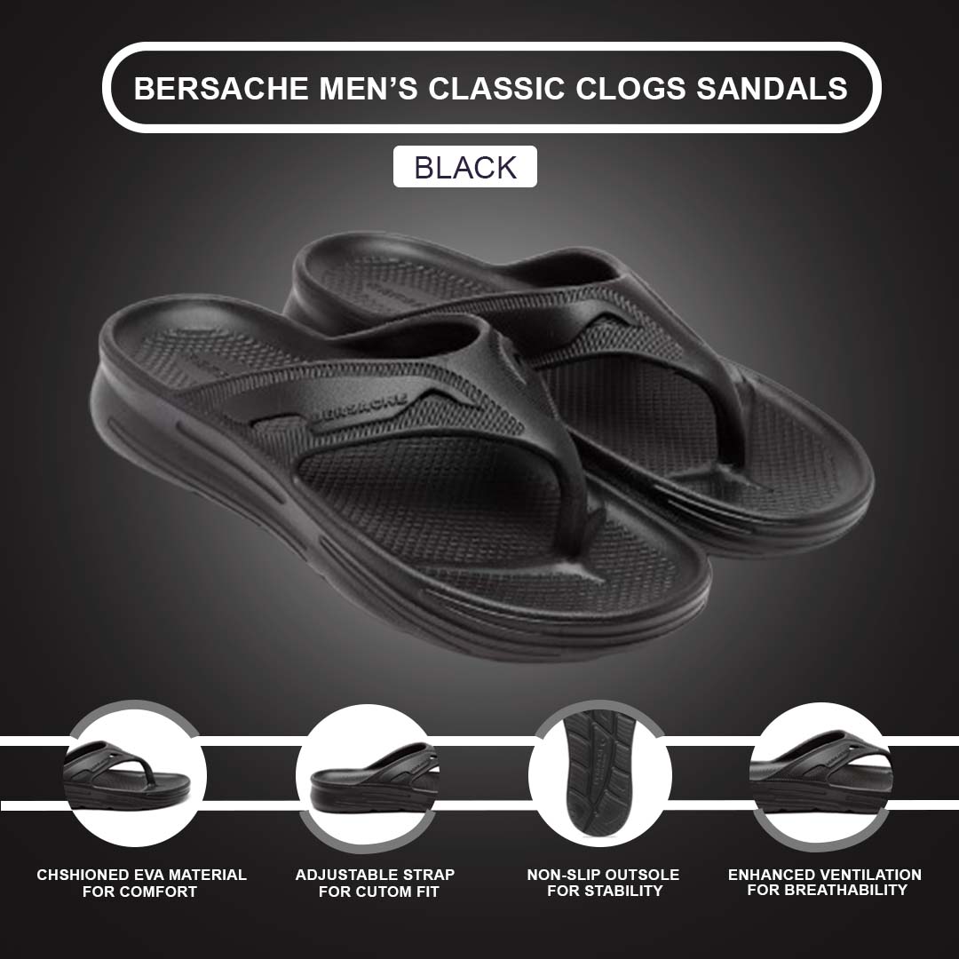 Bersache Extra Soft Classic Casual with Regular wear with Ultra Soft & Flexibility Technology Clog's for Men's & Boy's-Black 6119