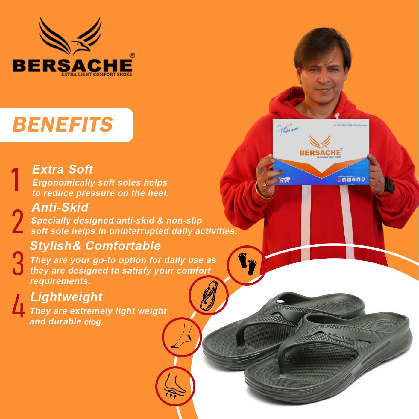 Bersache Extra Soft Classic Casual with Regular wear with Ultra Soft & Flexibility Technology Clog's for Men's & Boy's -Green-6121