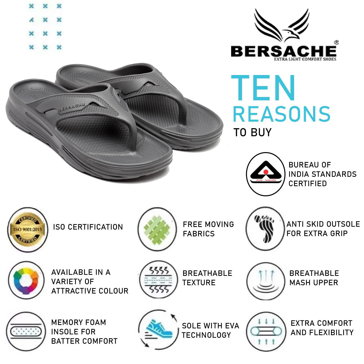 Bersache Extra Soft Classic Casual with Regular wear with Ultra Soft & Flexibility Technology Slipper for Men's & Boy's -Grey-6122