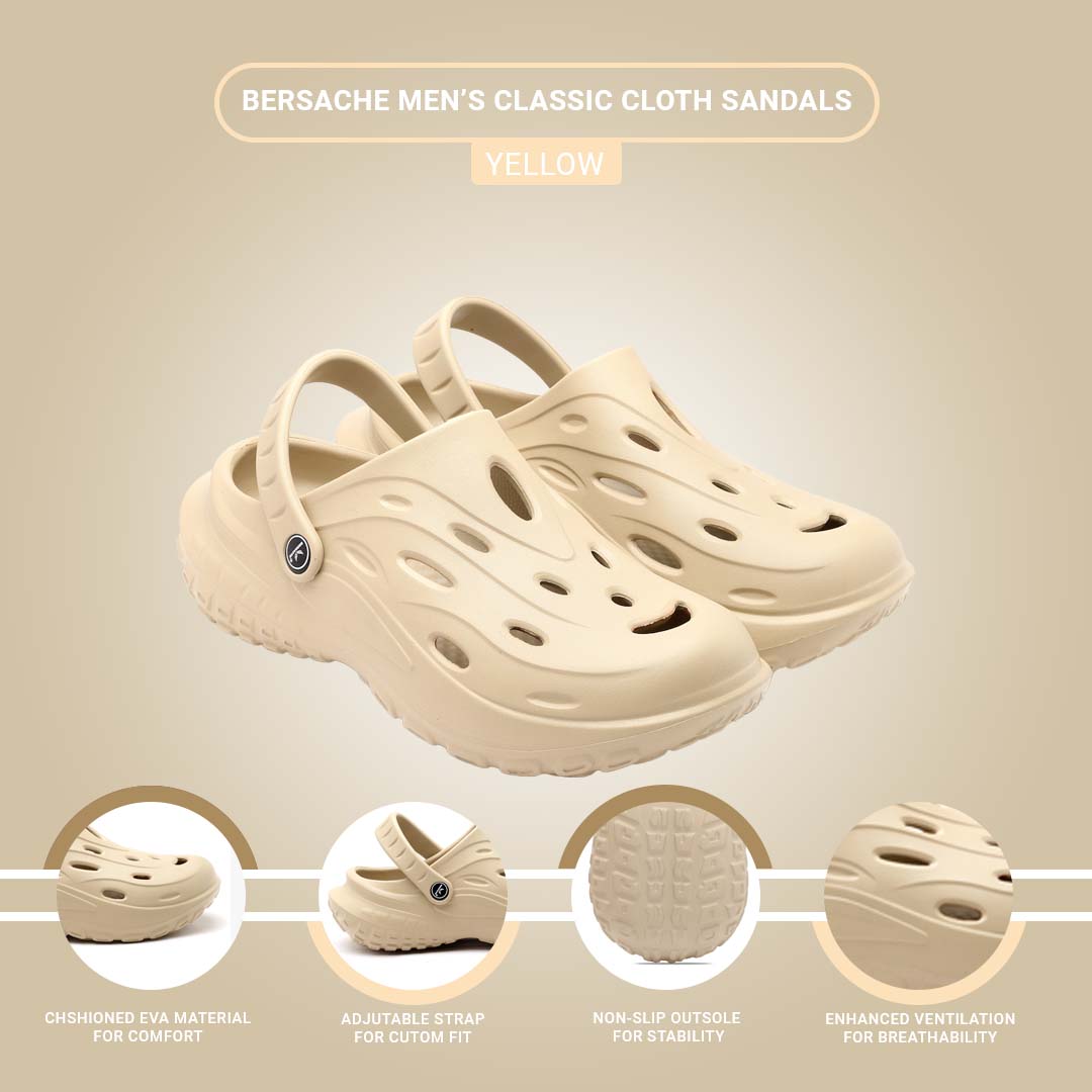 Bersache Extra Soft Classic Casual with Regular wear with Ultra Soft & Flexibility Technology Clog's for Men's & Boy's-beige-6124