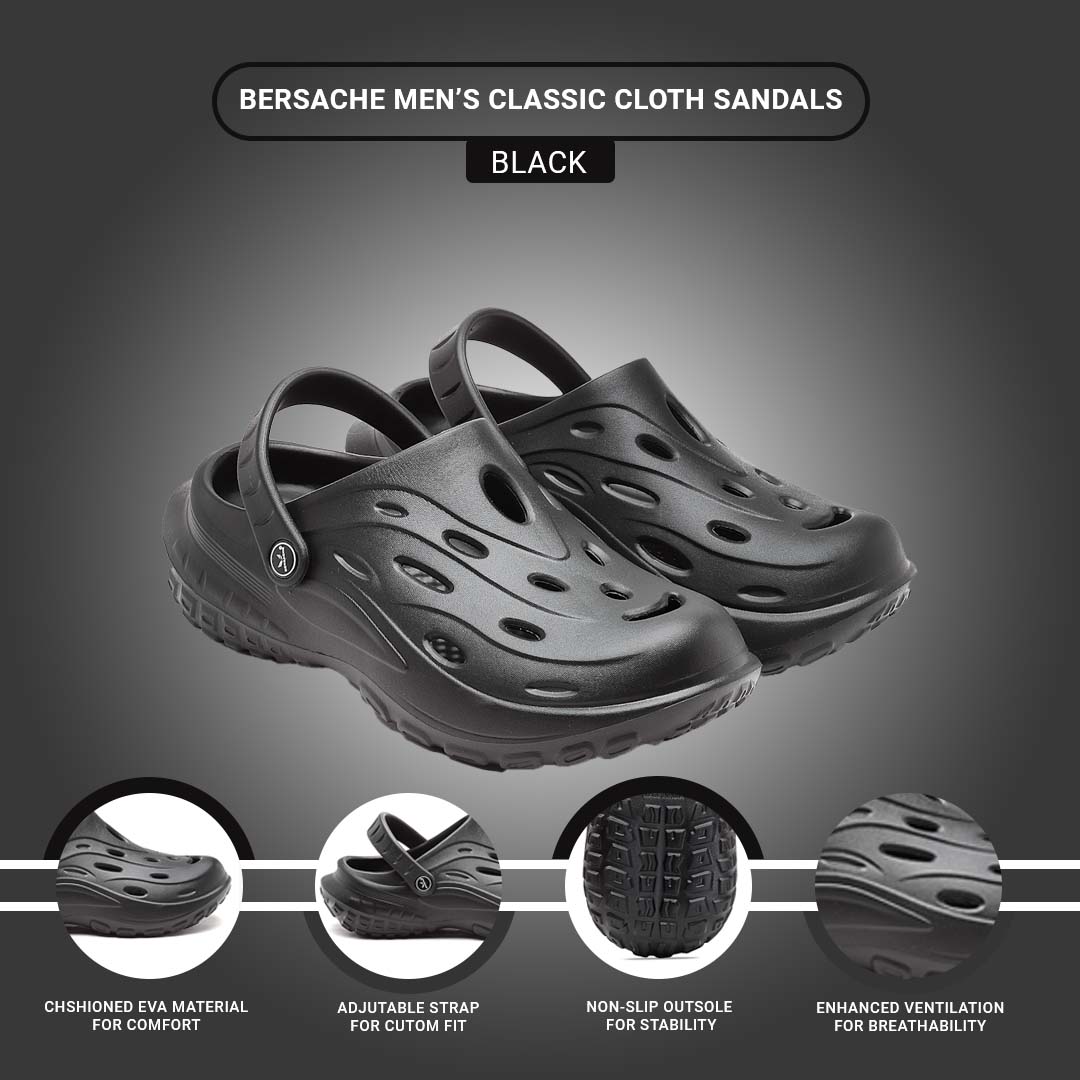 Bersache Extra Soft Classic Casual with Regular wear with Ultra Soft & Flexibility Technology Clog's for Men's & Boy's -Black-6126