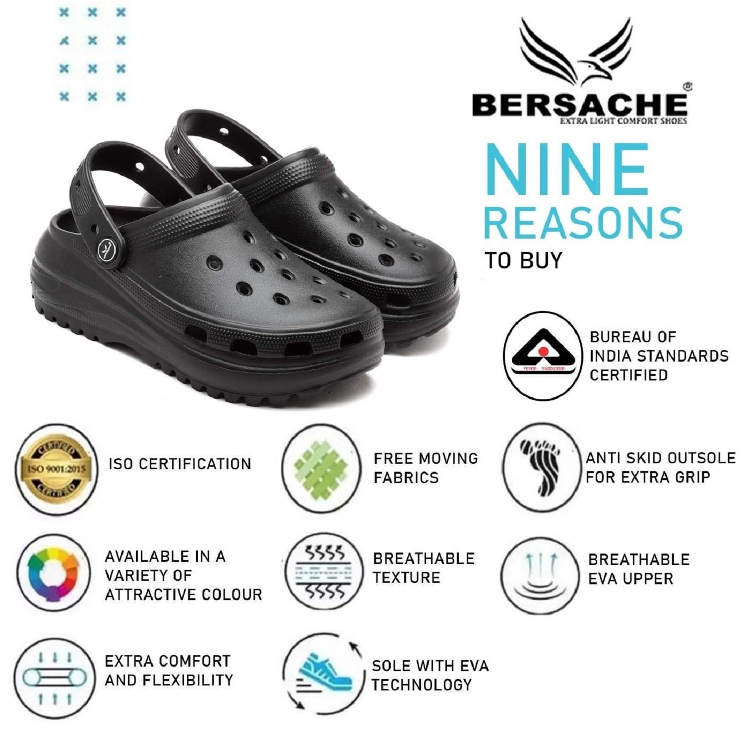 Bersache Extra Soft Classic Casual with Regular wear with Ultra Soft & Flexibility Technology Clog's For Women's/Girl's-Black-6130