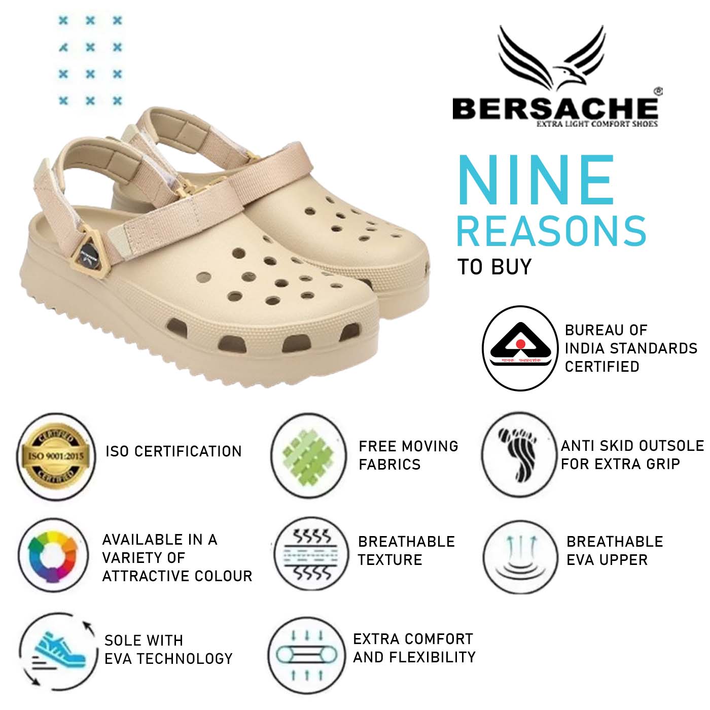 Bersache Extra Soft Classic Casual with Regular wear with Ultra Soft & Flexibility Technology Clog's for Men's & Boy's (6135-Beige)