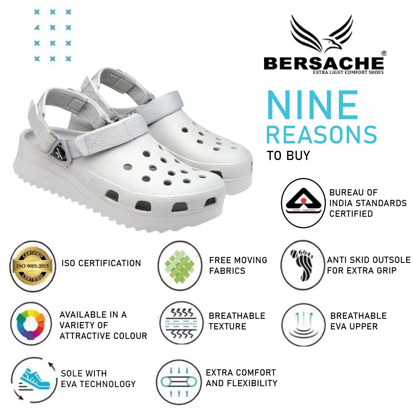 Bersache Extra Soft Classic Casual with Regular wear with Ultra Soft & Flexibility Technology Clog's for Men's & Boy's (6136-Grey)