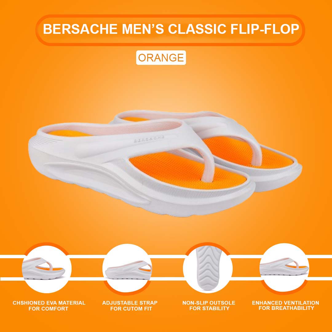 Bersache Extra Soft Classic Casual with Regular wear with Ultra Soft & Flexibility Technology Flip Flop for Men's & Boy's (6175-Orange)
