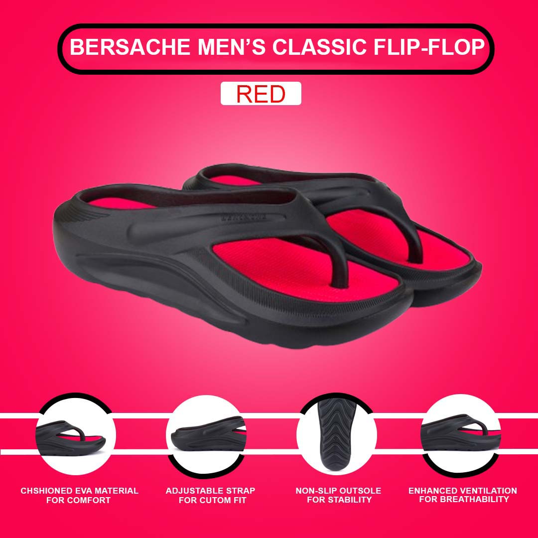 Bersache Extra Soft Classic Casual with Regular wear with Ultra Soft & Flexibility Technology Flip Flop for Men's & Boy's (6176-Red)