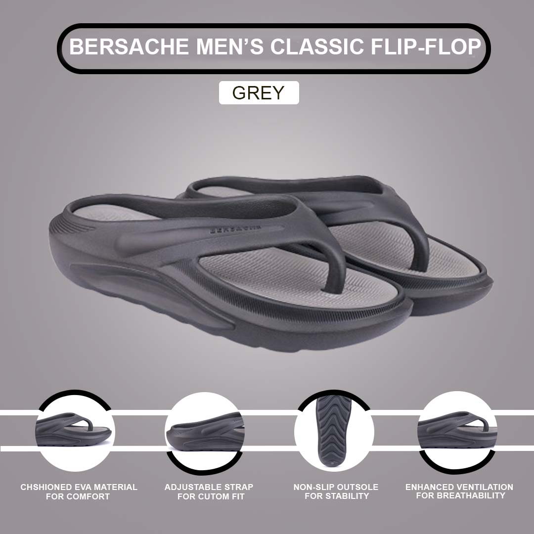 Bersache Extra Soft Classic Casual with Regular wear with Ultra Soft & Flexibility Technology Flip Flop for Men's & Boy's (6178-Grey)