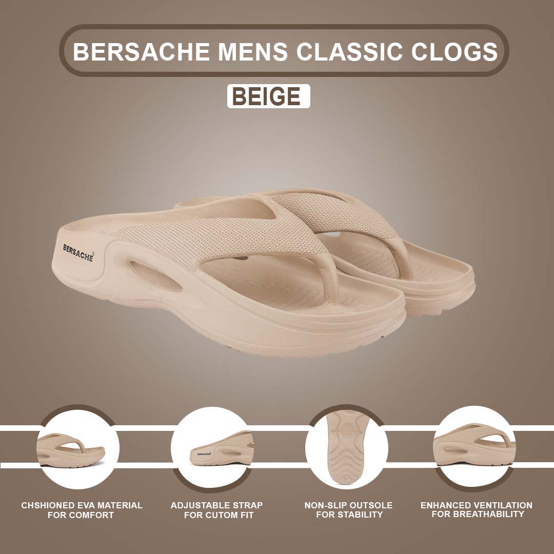 Bersache Extra Soft Classic Casual with Regular wear with Ultra Soft & Flexibility Technology Clogs for Men's & Boy's 6208-Beige