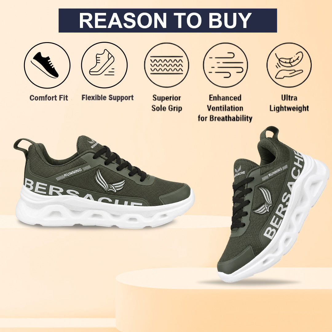 Bersache Premium Sports , walking, Gym, cricket, Trending Running Shoes For Men's-(8188-Black)