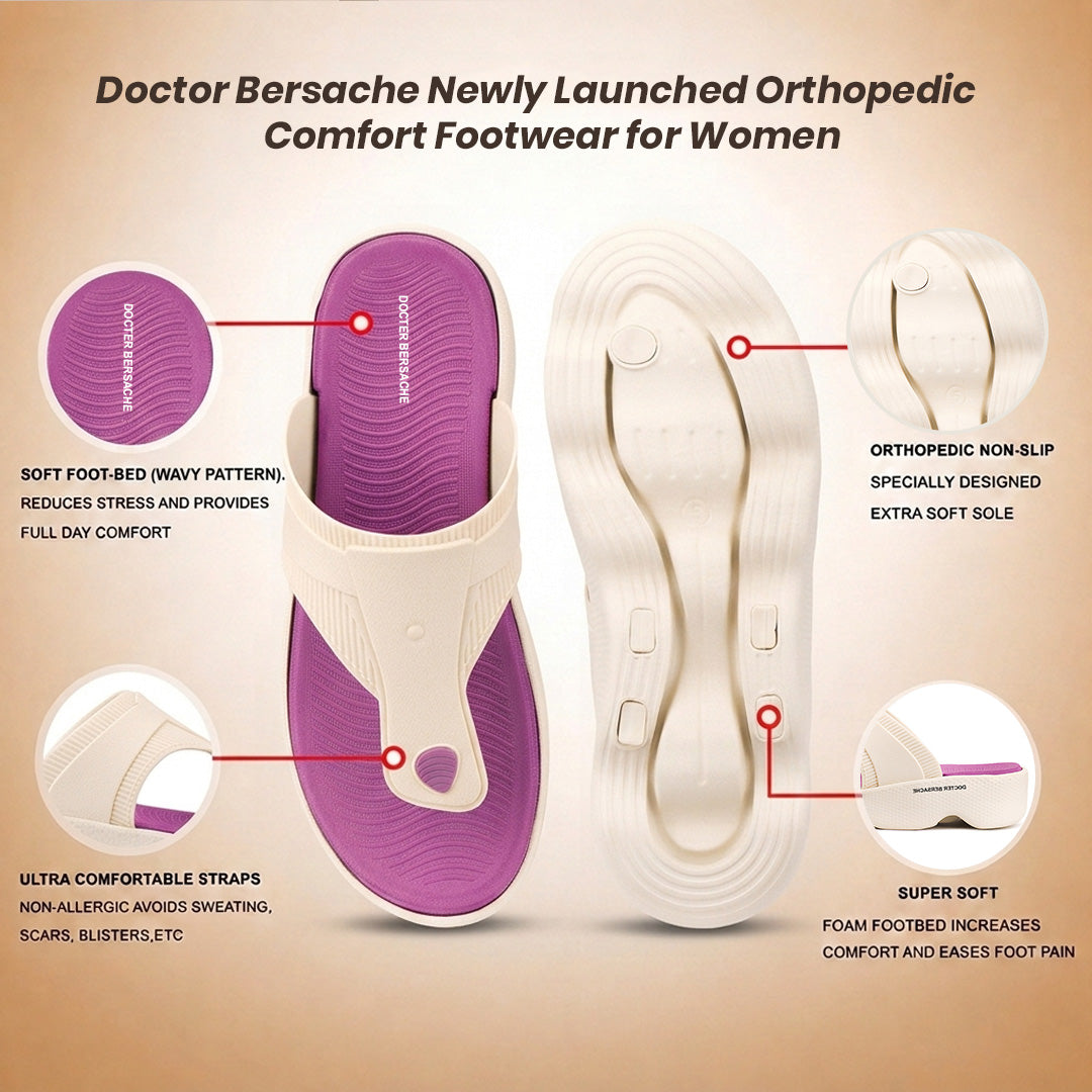 Doctor Bersache Newly Launched Orthopedic Comfort Slipper & Flip-Flop for Women | Diabetic Friendly | Extra Cushioning | Arch Support | Pain purple -DS119 .