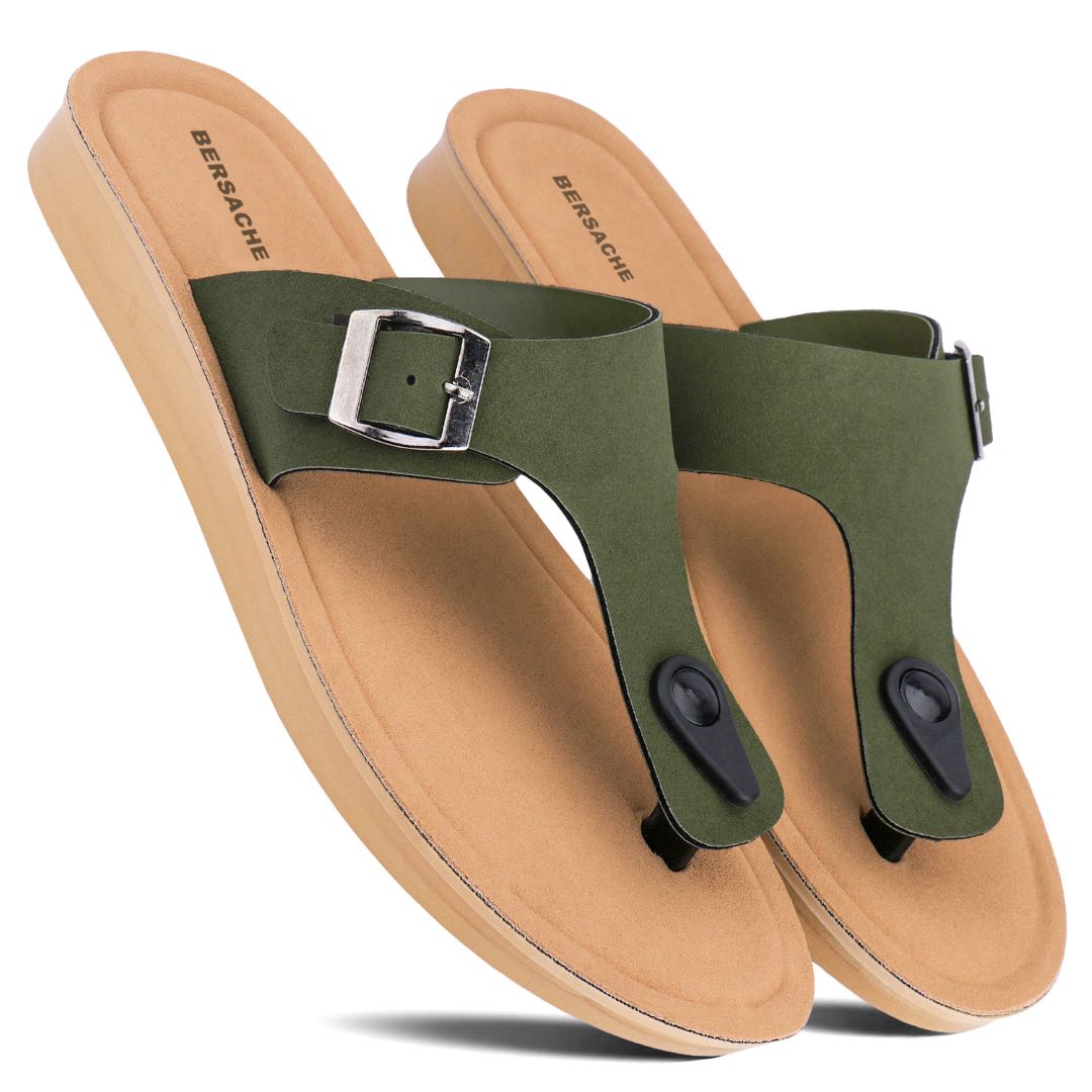 Bersache Extra Soft Classic Casual with Regular wear with Ultra Soft & Flexibility Technology Slipper For Women's & Girl's-Green-6258