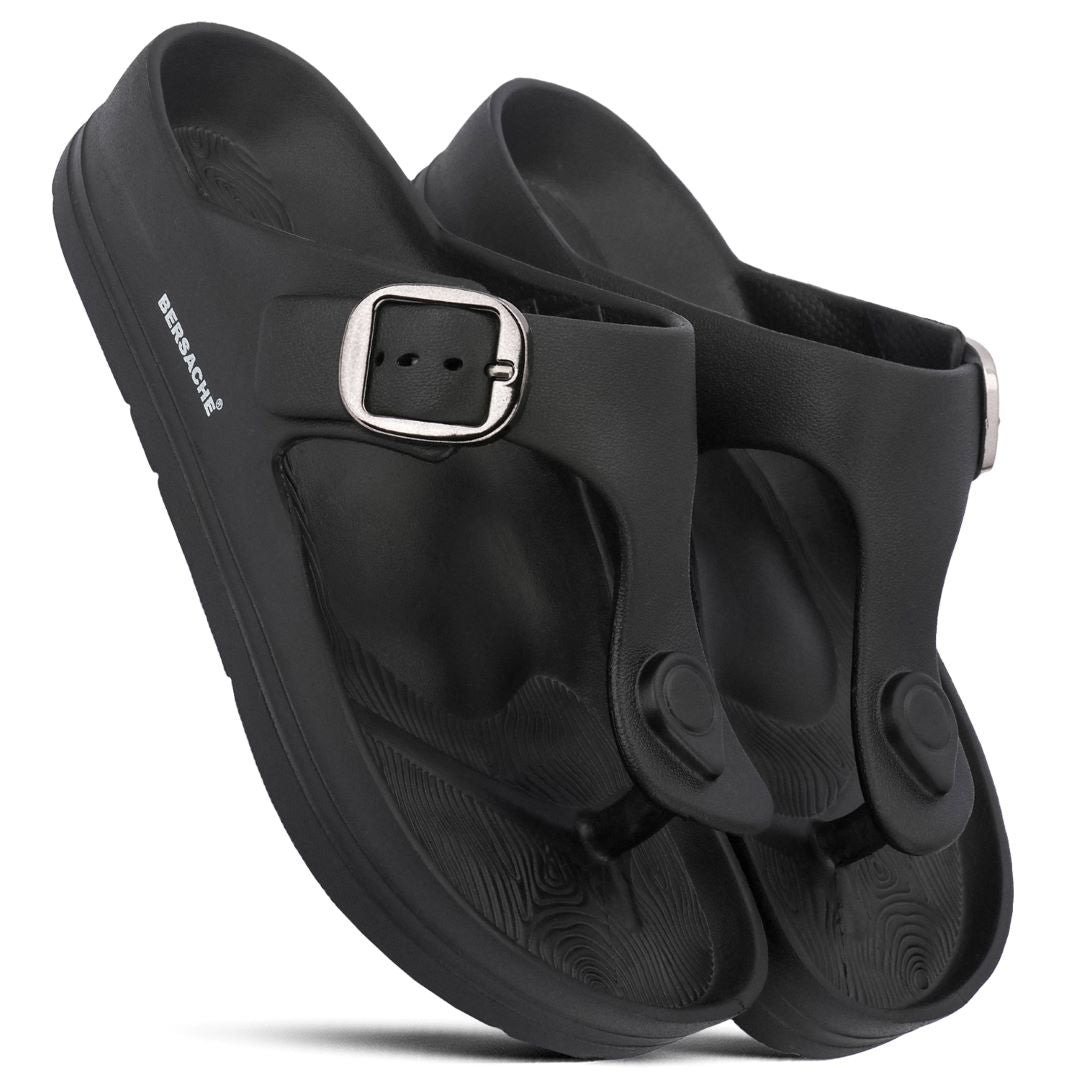 Bersache Extra Soft Classic Casual CHAPPAL with Regular wear with Ultra Soft & Flexibility Technology Slippers for Men's-(6288-Black)