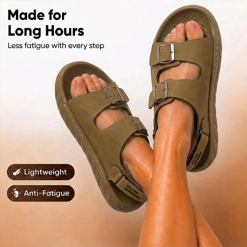 Doctor Bersache Newly Launched Orthopedic Comfort slider for Men | Diabetic Friendly | Extra Cushioning | Arch Support | Pain | Brown-DS135