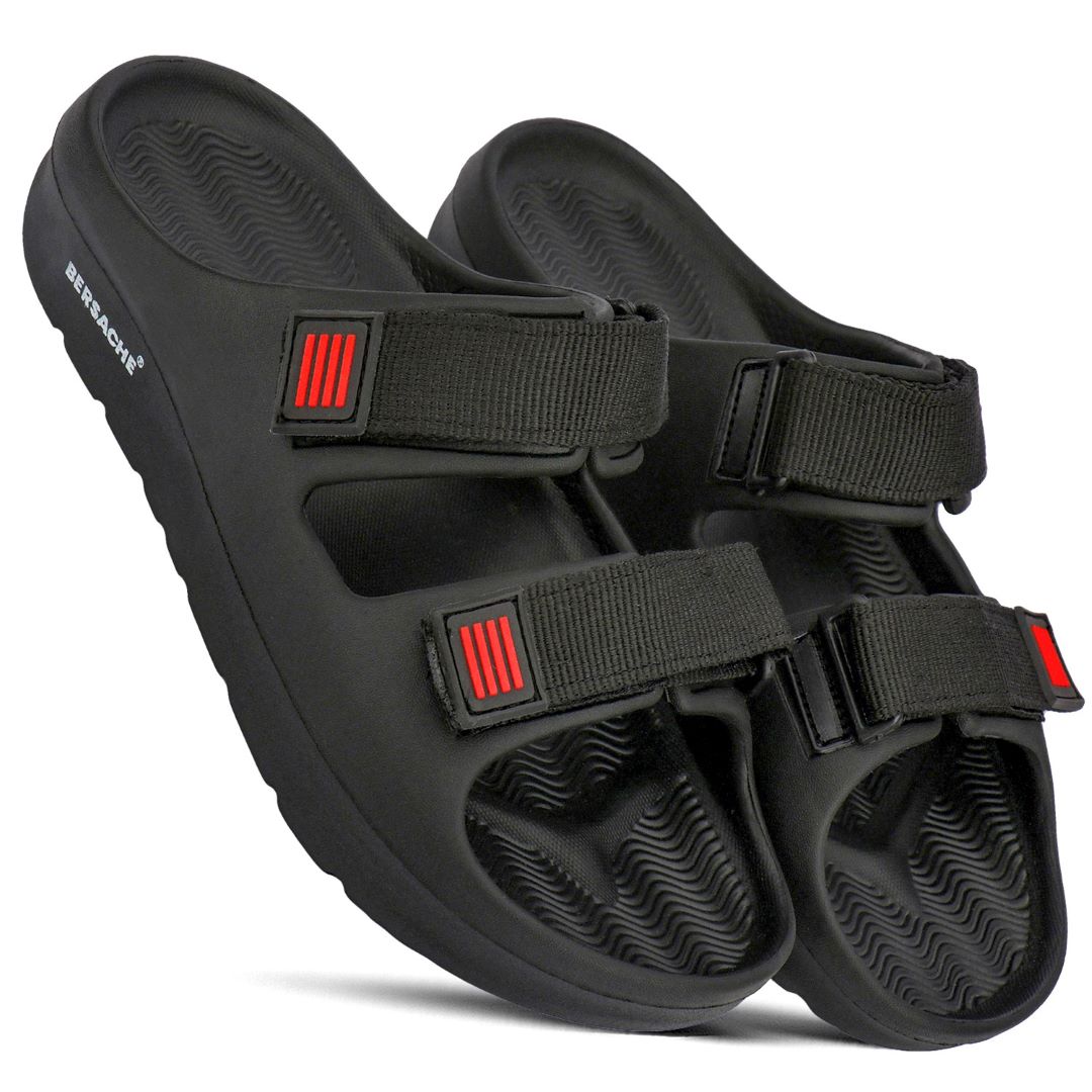 Bersache Extra Soft Classic Casual with Regular wear with Ultra Soft & Flexibility Technology Sandal For Men's & Boy's-(Black-6266).