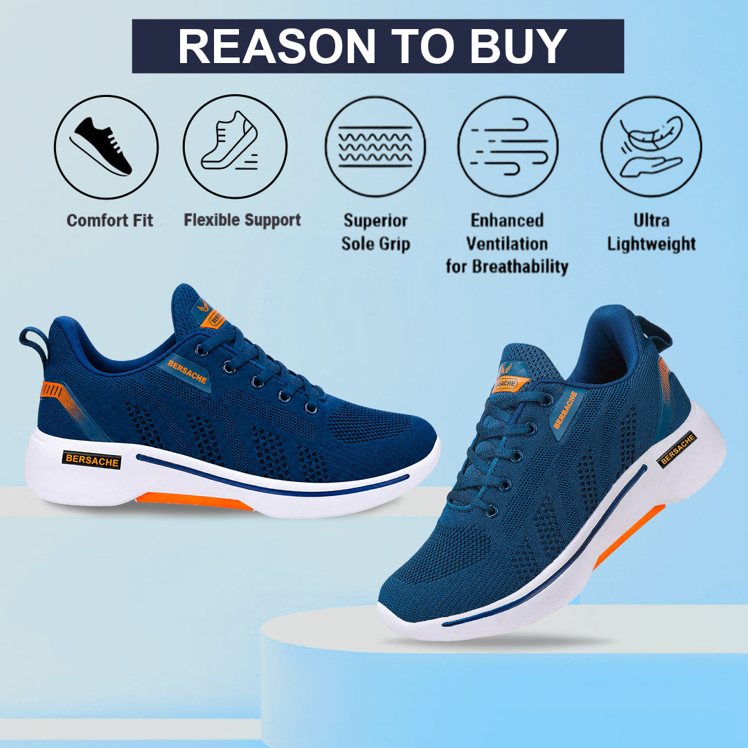 Bersache Lightweight Sports Running Shoes For Men Blue-7050