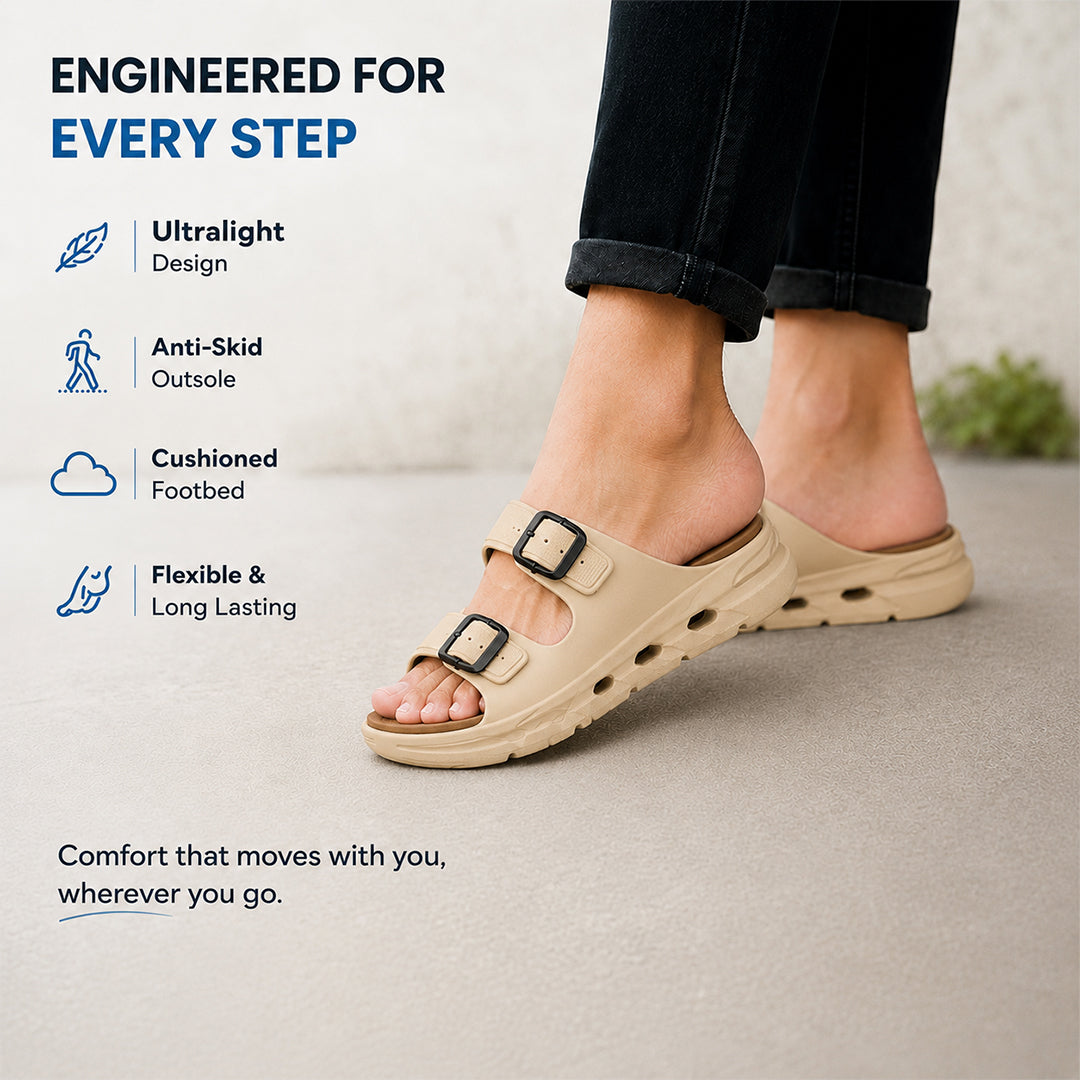 Bersache Extra Soft Classic Casual with Regular wear with Ultra Soft & Flexibility Technology Sandals for Men's-(6341-Beige & Brown).