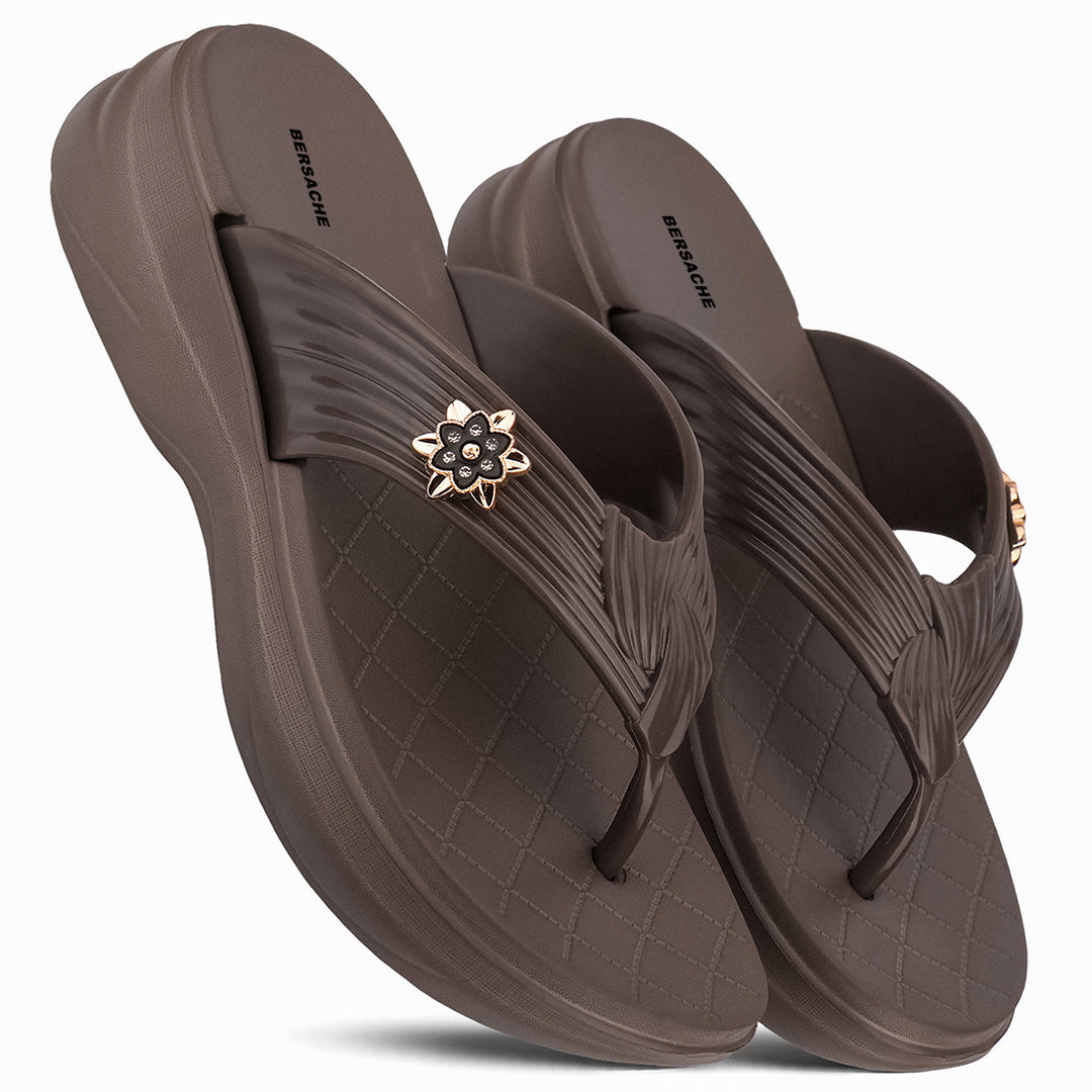 Bersache Extra Soft Classic Casual with Regular wear with Ultra Soft & Flexibility Technology Slipper for Women's-(6372-Brown).