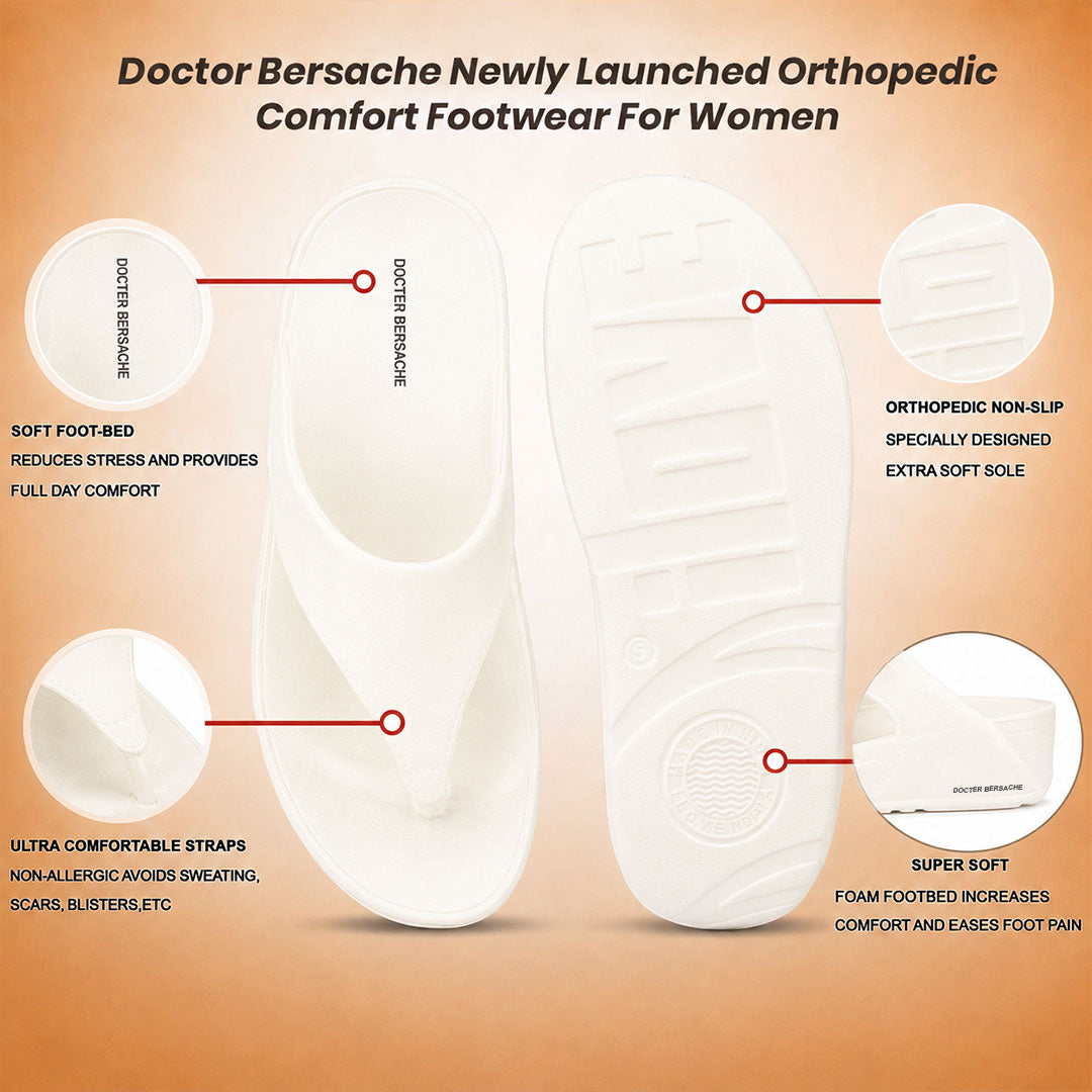 Doctor Bersache Newly Launched Orthopedic Comfort Slipper & Flip-flop for Men | Diabetic Friendly | Extra Cushioning | Arch Support | Pain White-DS112.