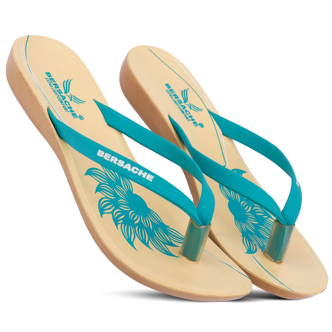 Bersache Extra Soft Classic Casual with Regular wear with Ultra Soft & Flexibility Technology Flip-Flop for Women's & Girl's (6248-Green)