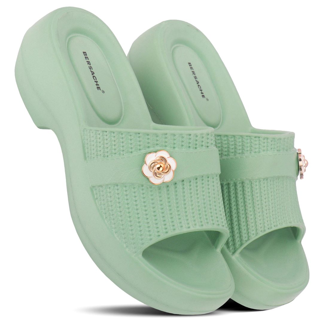 Bersache Extra Soft Classic Casual CHAPPAL with Regular wear with Ultra Soft & Flexibility Technology Slippers for Women's-(6293-Green).