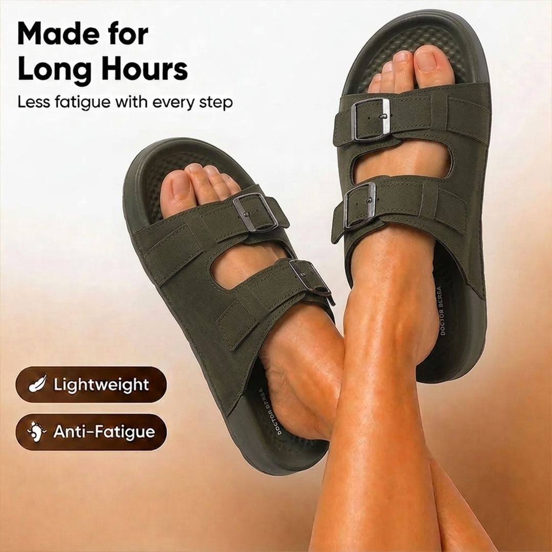 Doctor Bersache Newly Launched Orthopedic Comfort slider for Men | Diabetic Friendly | Extra Cushioning | Arch Support | Pain | Olive -DS133