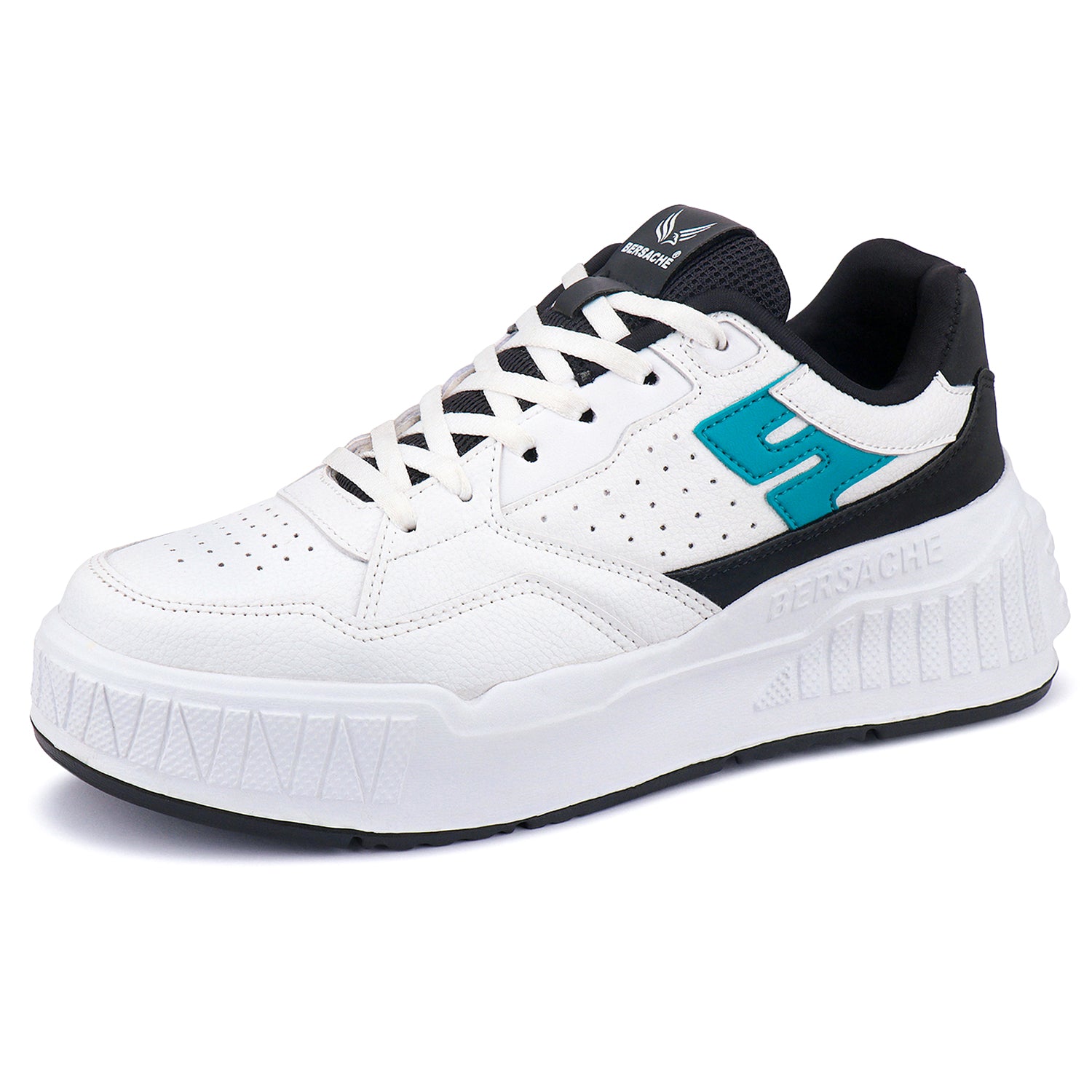 Bersache Lightweight Sports Running Shoes For Men Light (White & Black-8047)