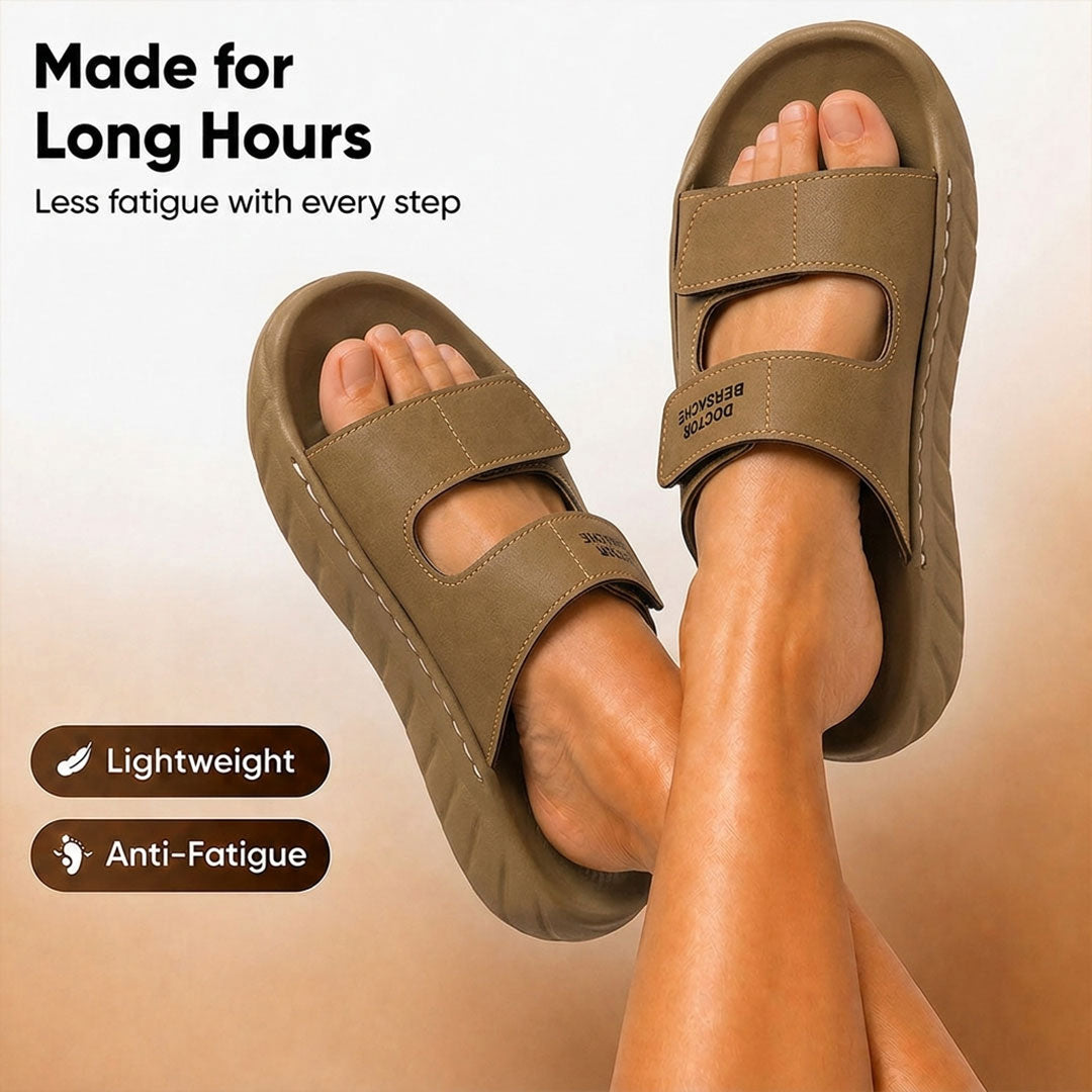 Orthopedic Comfort slider for Men | Diabetic Friendly | Extra Cushioning | Arch Support | Pain | Brown-DS128