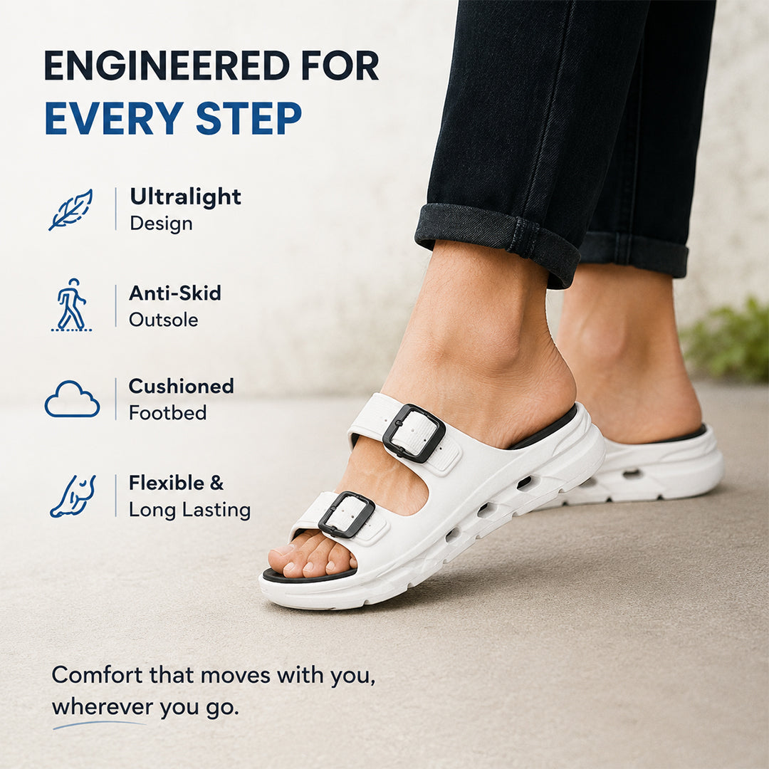 Bersache Extra Soft Classic Casual with Regular wear with Ultra Soft & Flexibility Technology Sandals for Men's-(6339-White).