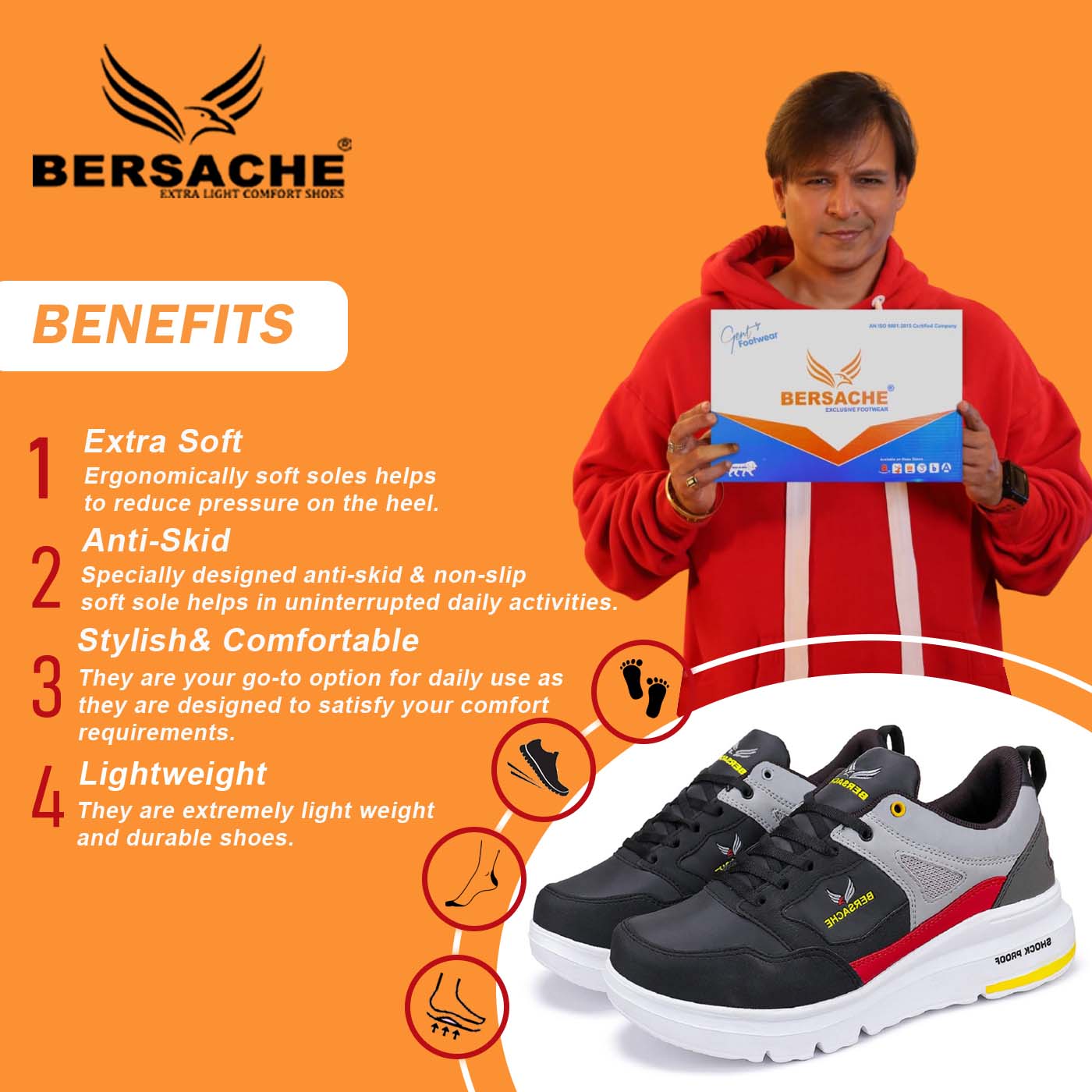 Bersache Lightweight Sports Shoes For Men - 7051