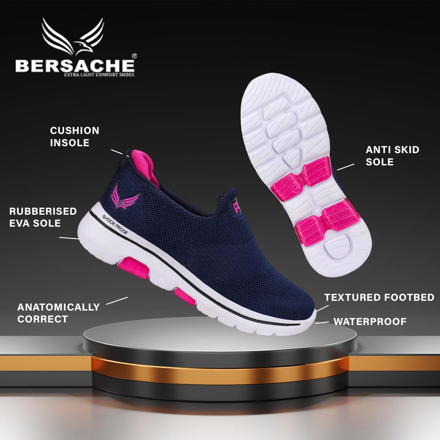 Bersache Casual Shoes For Women (Navy Blue) - 7059